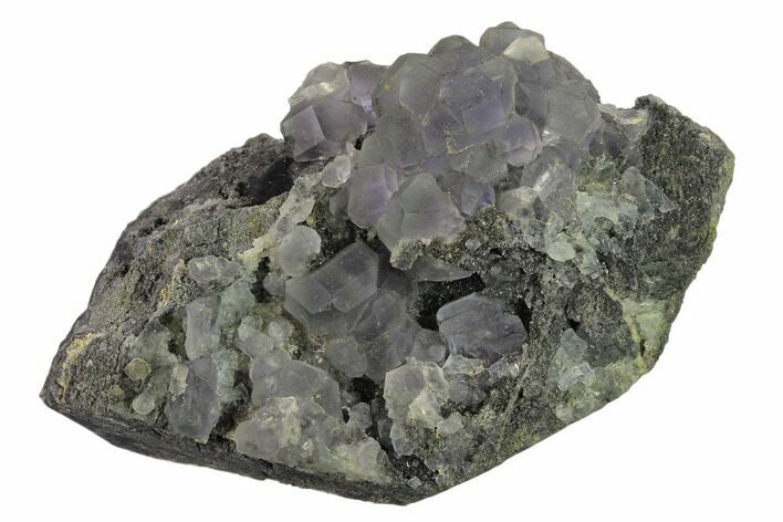 Green Fluorite with Purple Core on Sparkling Quartz - China #132769